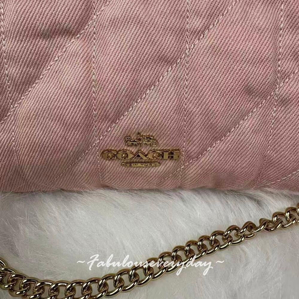Coach Quilted Pink Shoulder Bag with Chain Strap - Picture 5 of 14